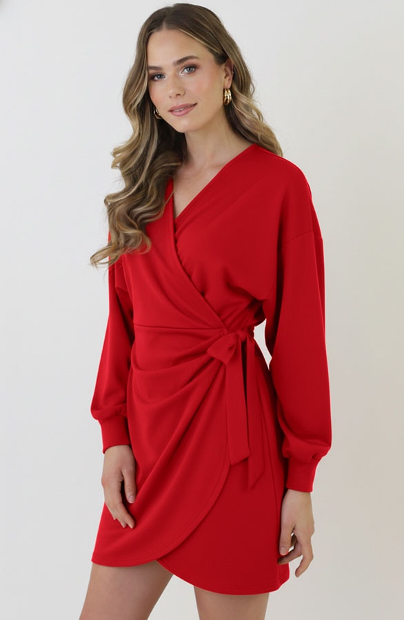 Scuba Long Sleeve Jurk Rood – jurken, foto 6