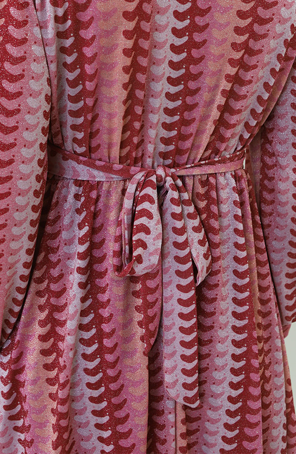 Smocked Waistband Lurex Jurk Roze Rood – jurken, foto 10