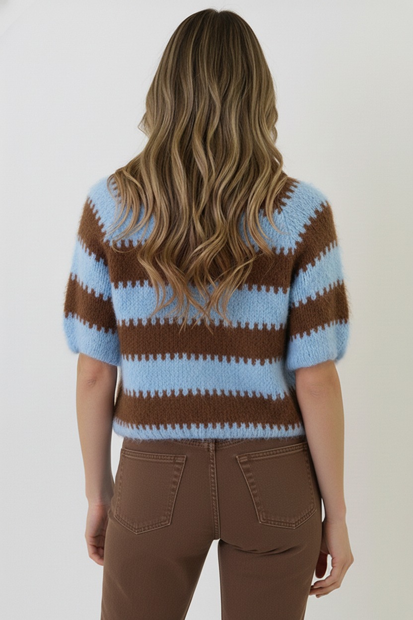 Soft Striped Sweater Choco – truien, foto 4
