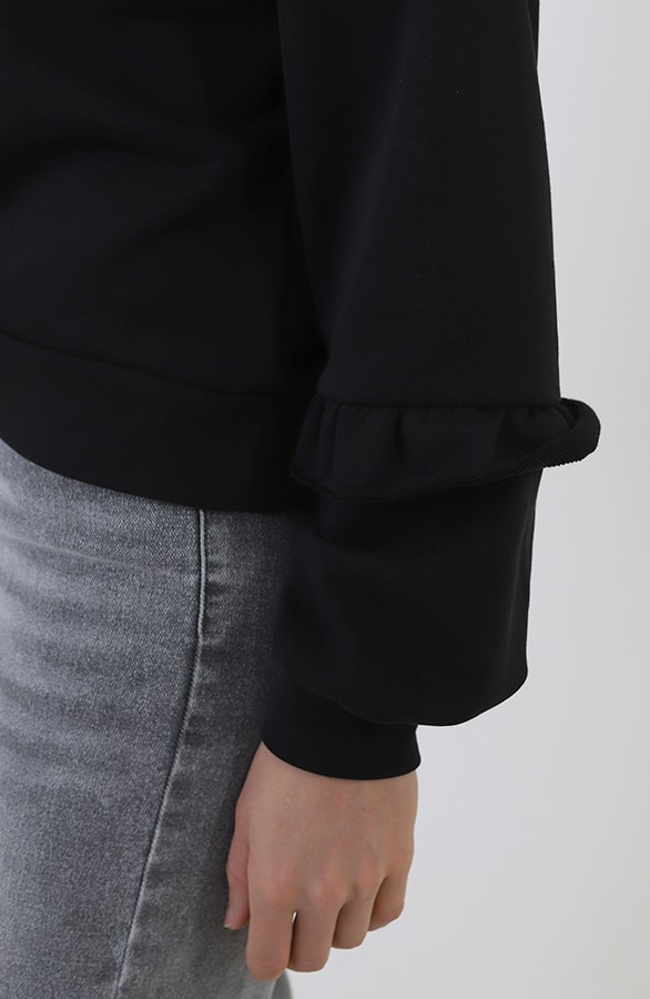 Ultra Pofmouw Ruffle Sleeve Sweater Zwart – truien, foto 4