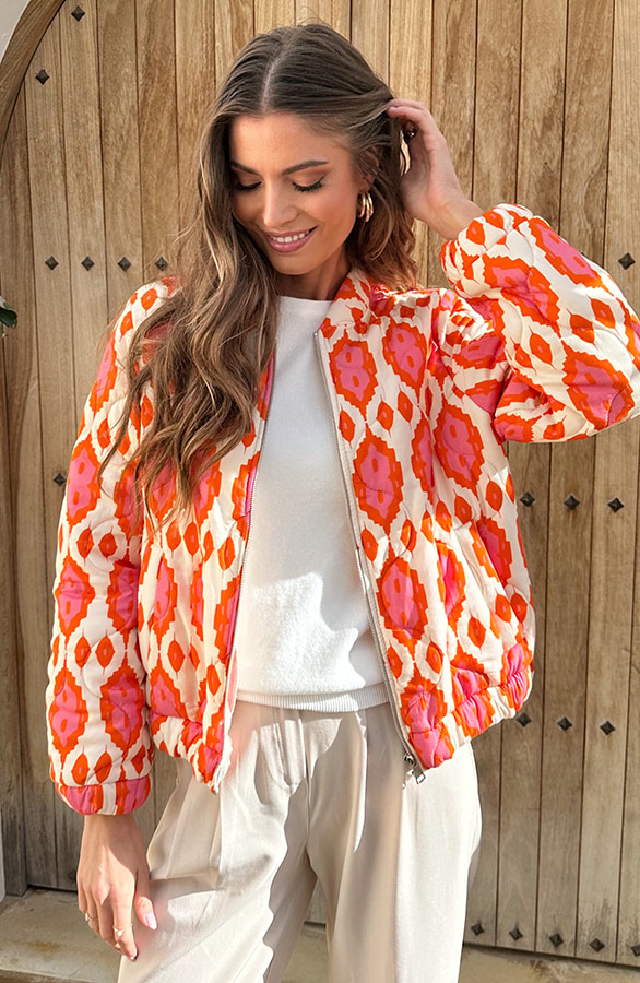 Bomber Jacket Classic Print Orange, Mäntel