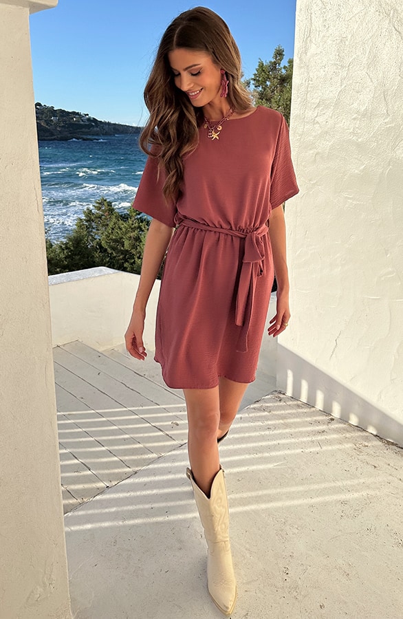Boothals Loose Fit Jurk Dust Roze – jurken, foto 6