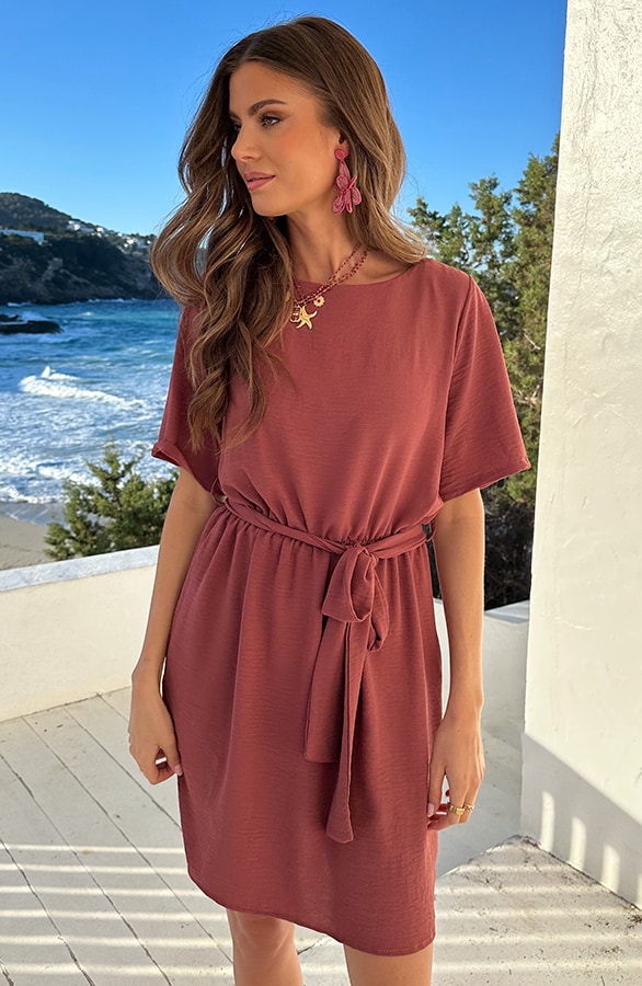 Boothals Loose Fit Jurk Dust Roze – jurken, foto 3