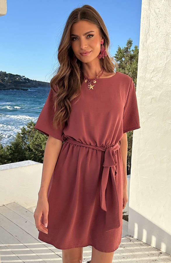 Boothals Loose Fit Jurk Dust Roze – jurken