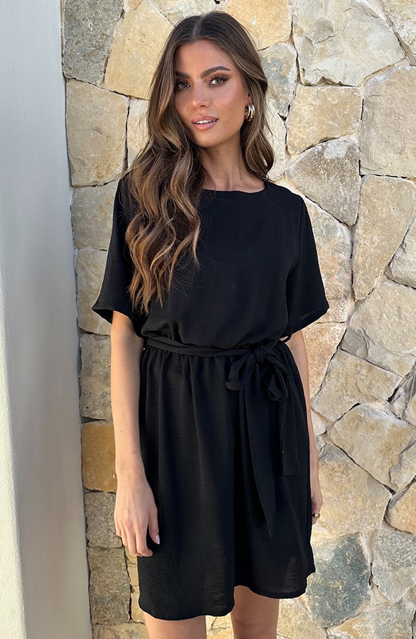 Boothals Loose Fit Jurk Zwart – jurken