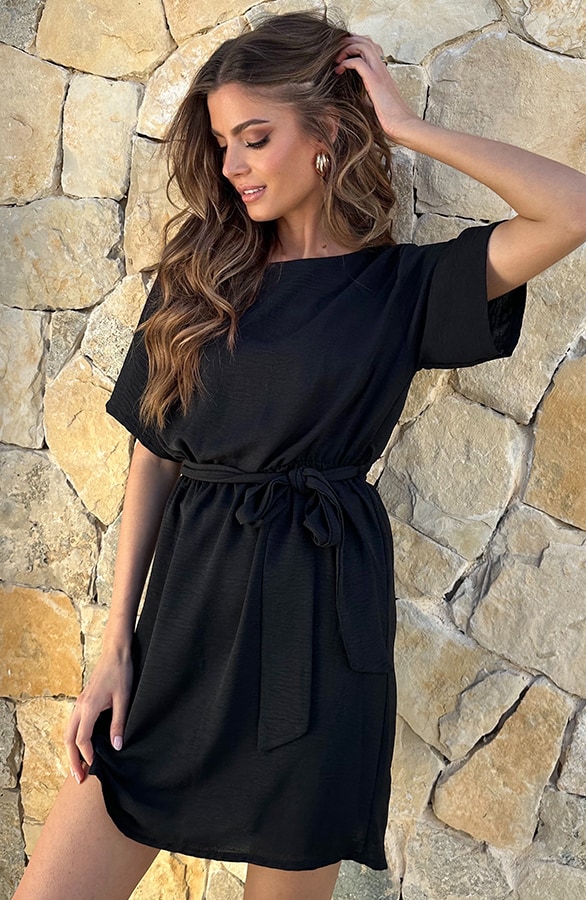 Boothals Loose Fit Jurk Zwart – jurken, foto 3