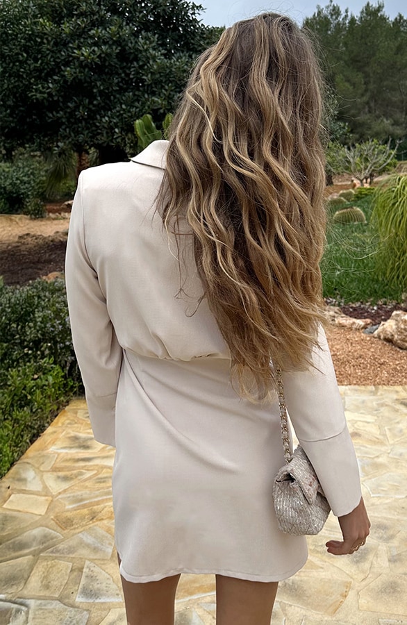 Classic Elegant Blazer Dress Beige – jurken, foto 3