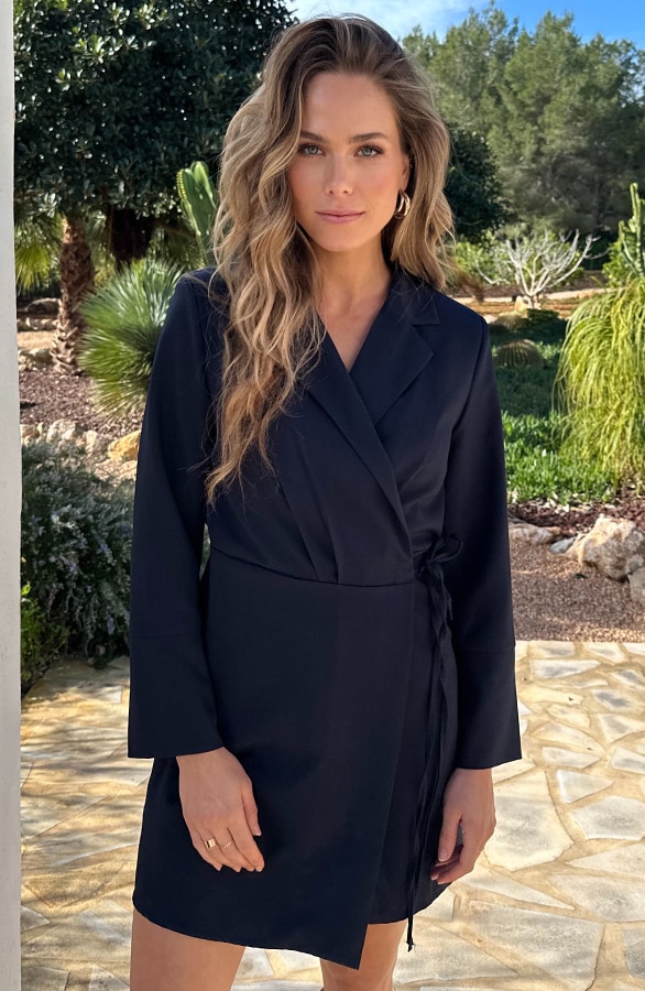 Classic Elegant Blazer Dress Marine – jurken, foto 6