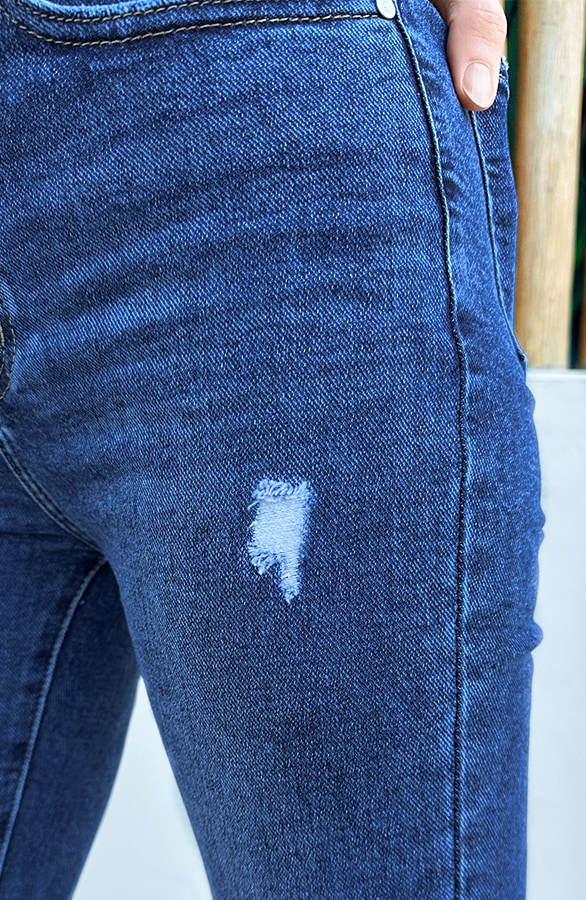 Damaged Stretch Skinny Jeans Dark Blue FMH – spijkerbroeken, foto 3