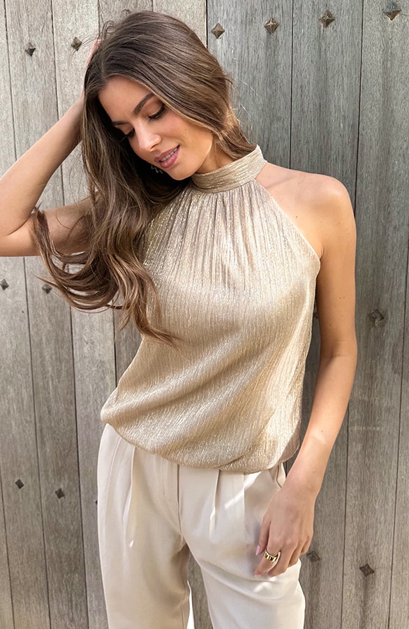 Elegance Halter Top Lurex Gold, Tops