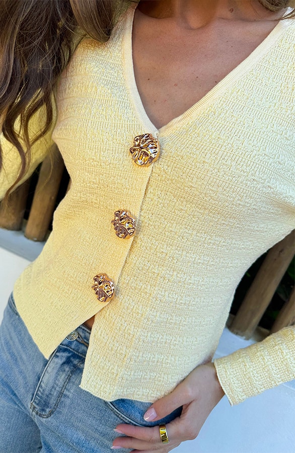 Getailleerde Cardigan Butter Yellow – tops, foto 5