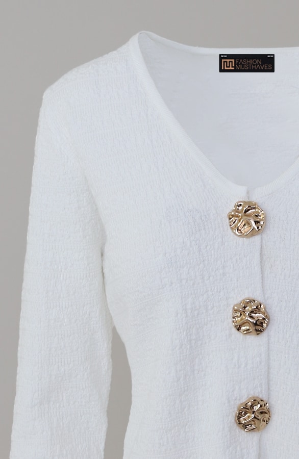 Getailleerde Cardigan Ecru – tops, foto 4