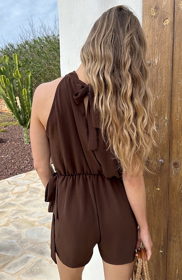 Halter Playsuit Ivy Choco, Jumpsuits und Playsuits, Foto 3