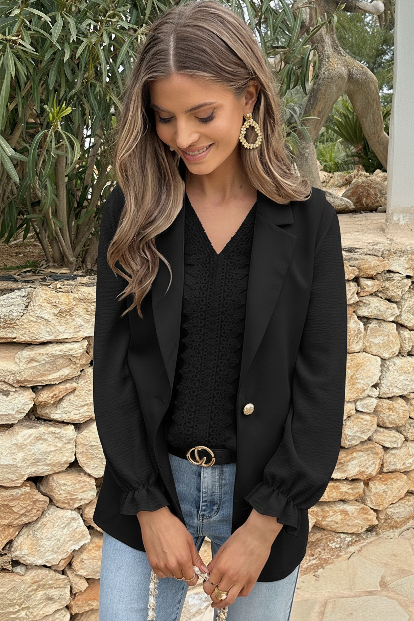 Kanten Boho Blouse Zwart – blouses, foto 6
