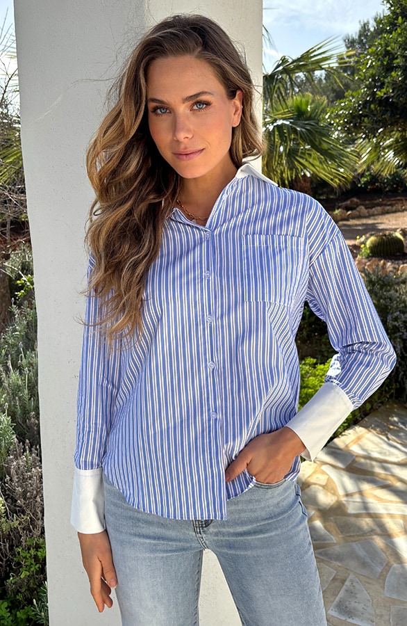 Klassische Streifenbluse Blau, Blusen, Foto 3