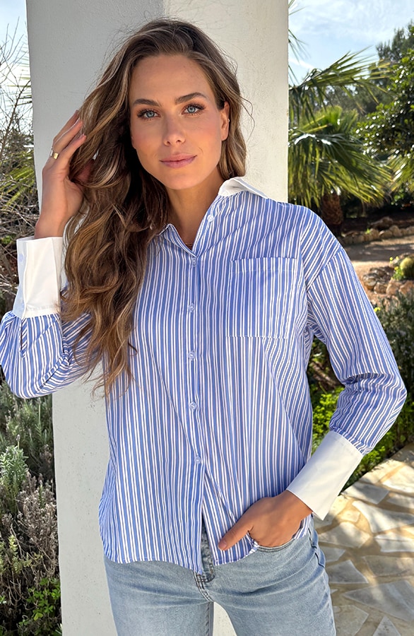 Klassische Streifenbluse Blau, Blusen, Foto 9