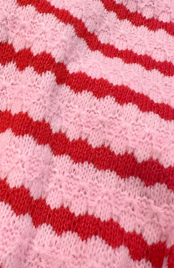 Knitted Striped Short Sleeve Top Roze – tops, foto 4