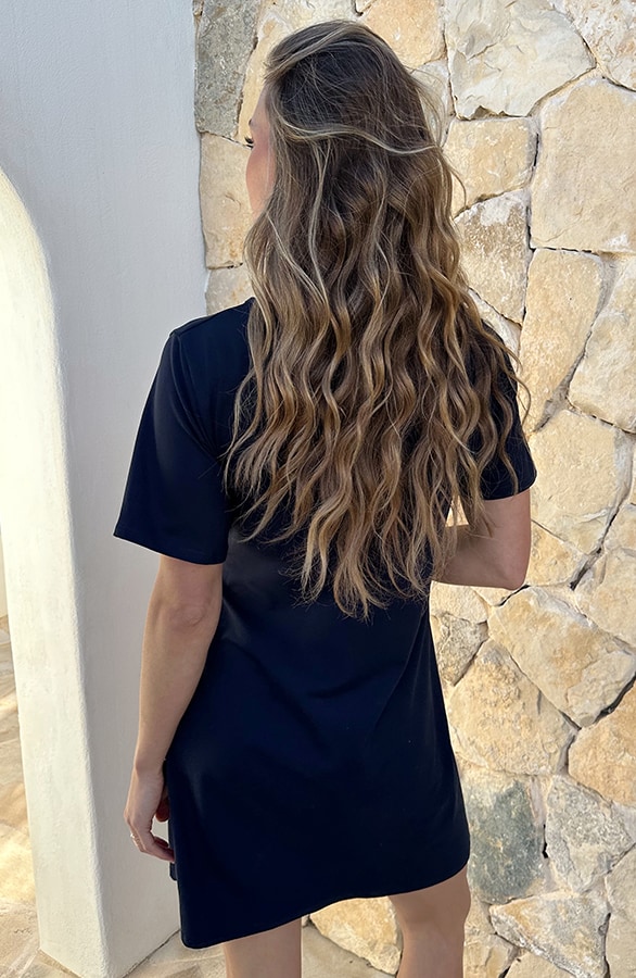 Knotted T-shirt Dress Marine – jurken, foto 4