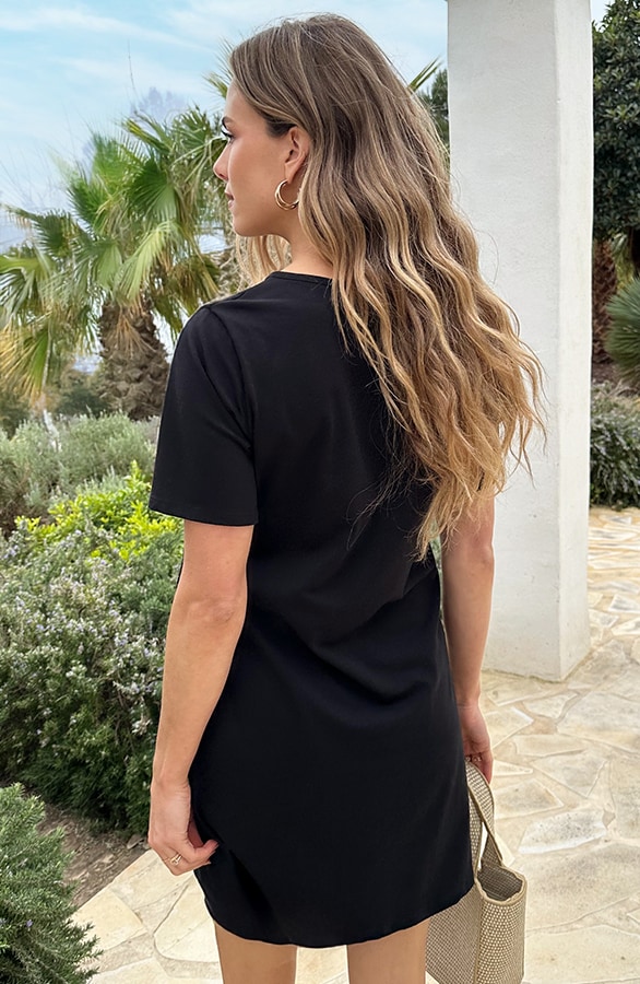 Knotted T-shirt Dress Zwart – jurken, foto 4