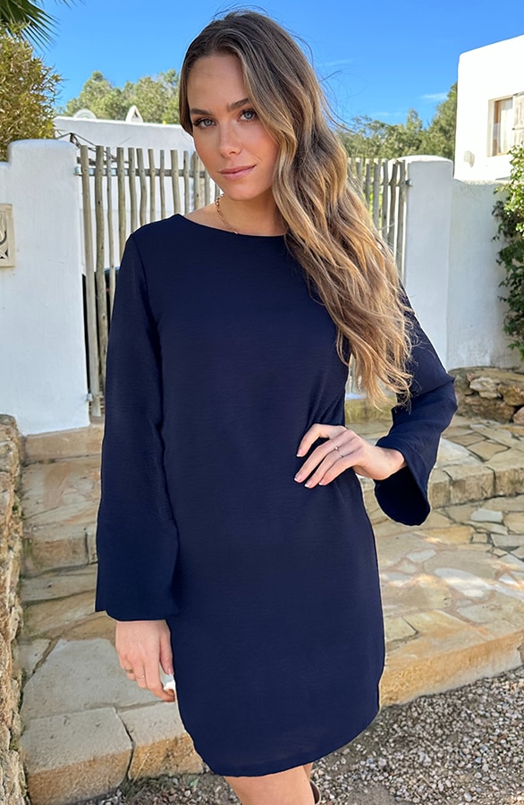 Longsleeve Jurk Open Rug Marine – jurken, foto 5