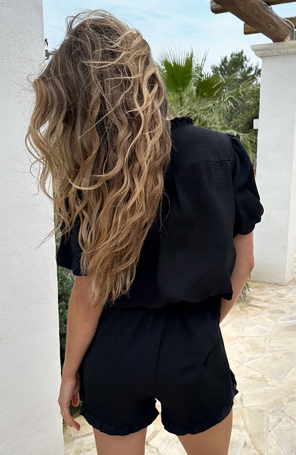 Luna Ruffle Blouse Zwart – tops, foto 4