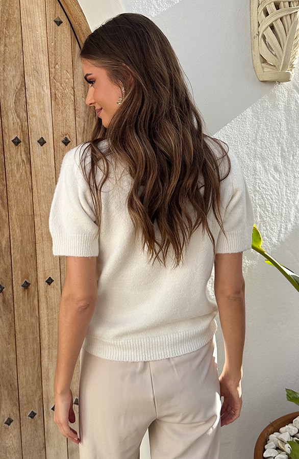 Luxe Cardigan Gouden Knopen Ecru – vesten, foto 3