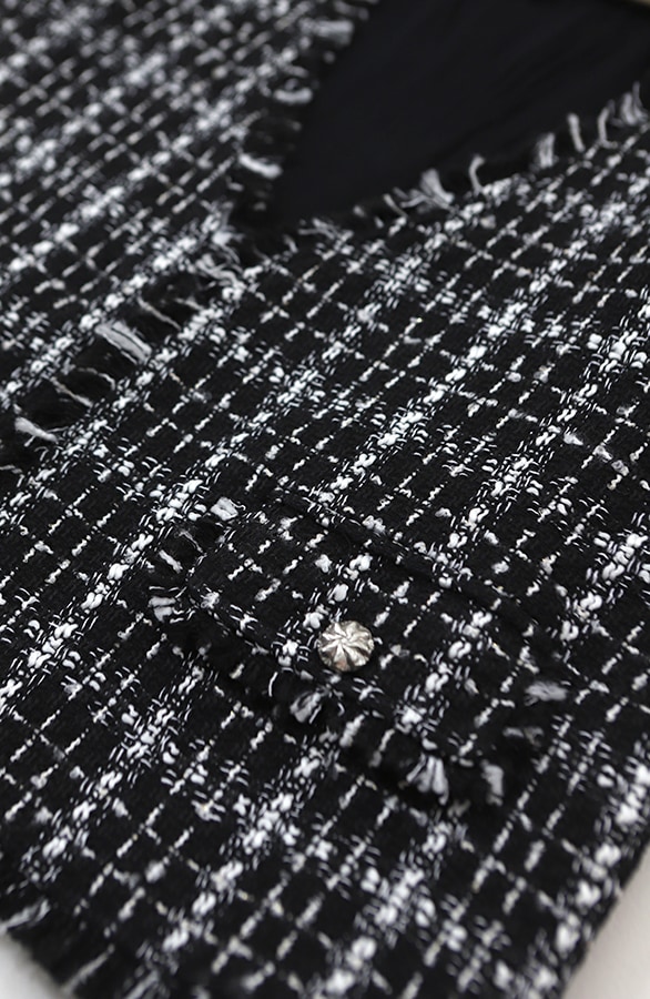 Luxury Lurex Tweed Gilet Black – gilets, foto 4