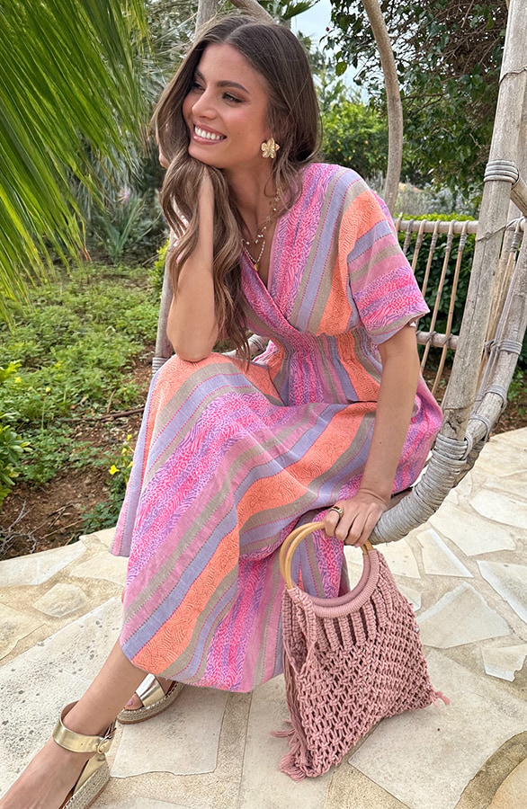 Maxi Dress Kelim Print Roze – jurken