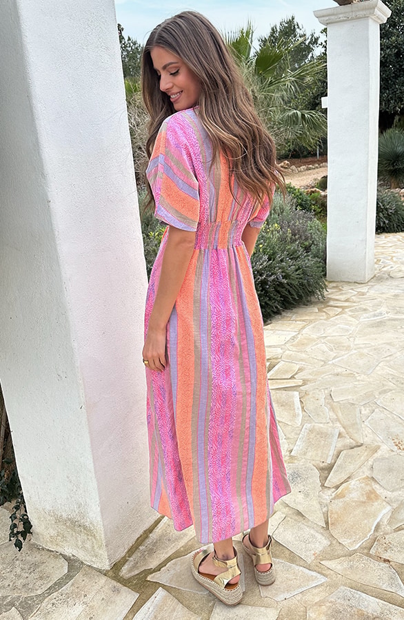Maxi Dress Kelim Print Roze – jurken, foto 4