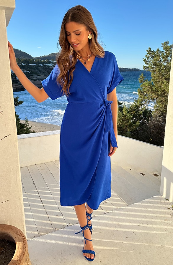 Miami Wrap Maxi Jurk Kobalt – jurken