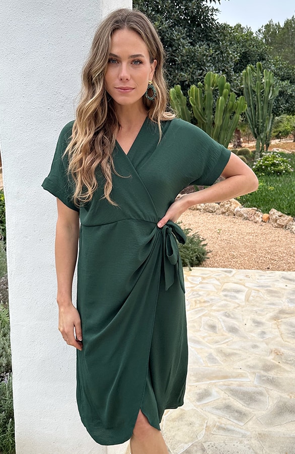 Miami Wrap Maxi Jurk Smaragd – jurken, foto 5