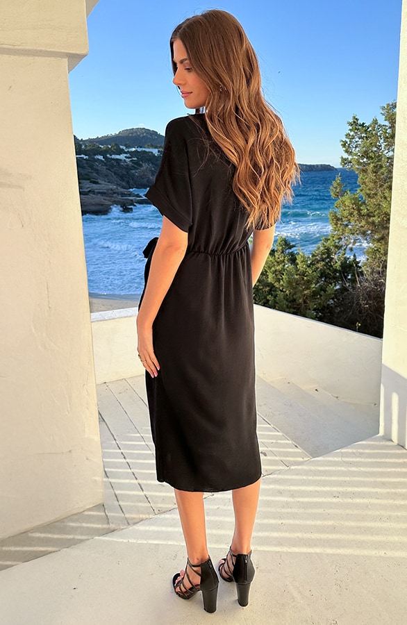 Miami Wrap Maxi Jurk Zwart – jurken, foto 4