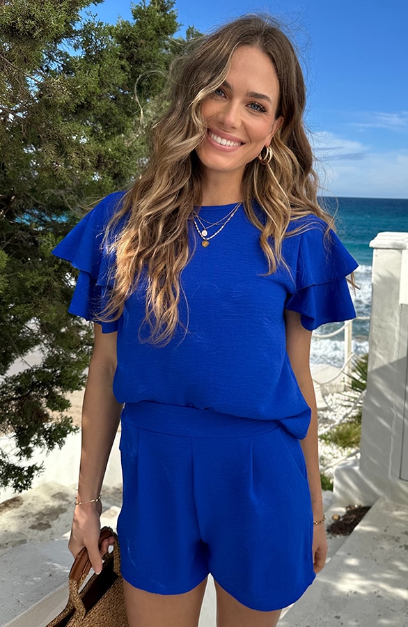 Mila Ruffle Top Kobalt – tops, foto 6