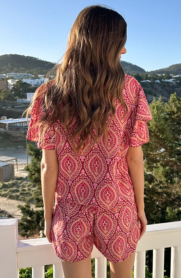 Mila Ruffle Top Print Rosso – tops, foto 4