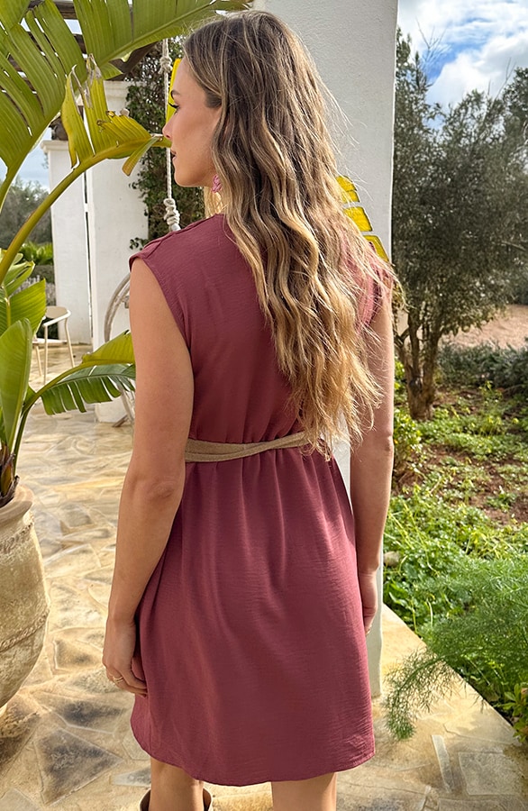 Mouwloze Gedrapeerde Jurk Dust Roze – jurken, foto 4