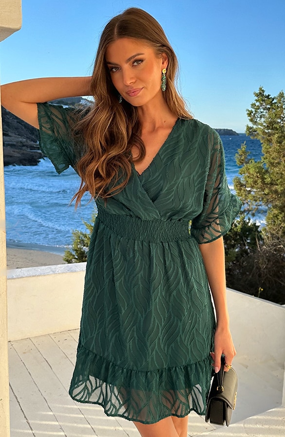 Noa Premium Ruffle Jurk Smaragd – jurken