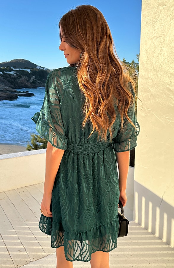 Noa Premium Ruffle Jurk Smaragd – jurken, foto 4