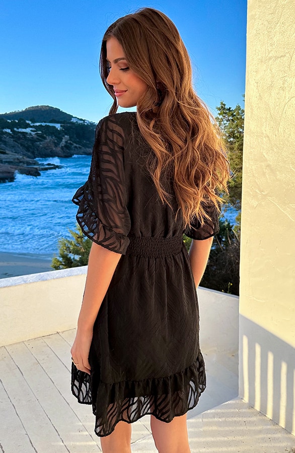Noa Premium Ruffle Jurk Zwart – jurken, foto 4