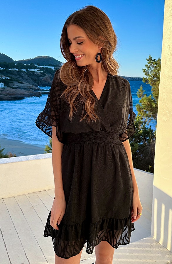 Noa Premium Ruffle Jurk Zwart – jurken, foto 7