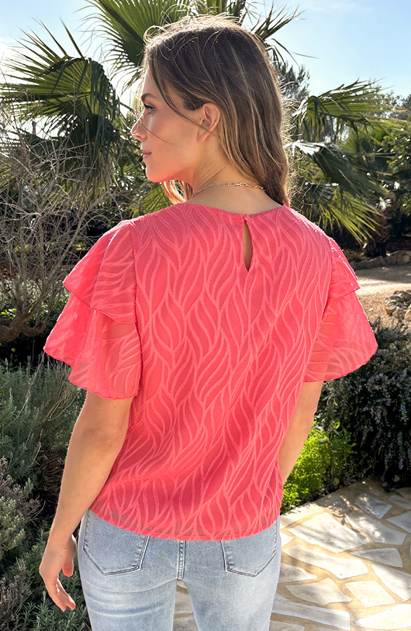 Noa Ruffle Top Koraal – tops, foto 4