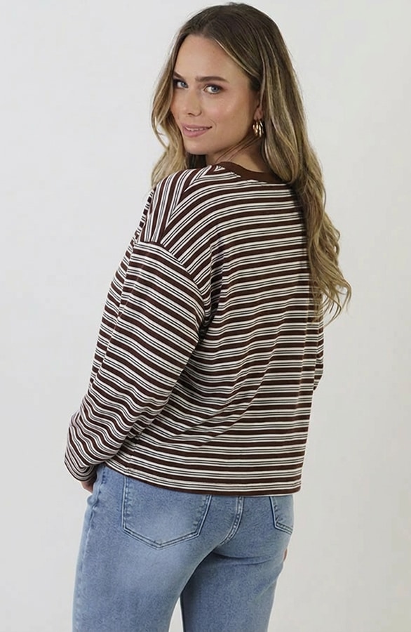Oversized Streifen Top Baumwolle Double Choco, Tops, Foto 3