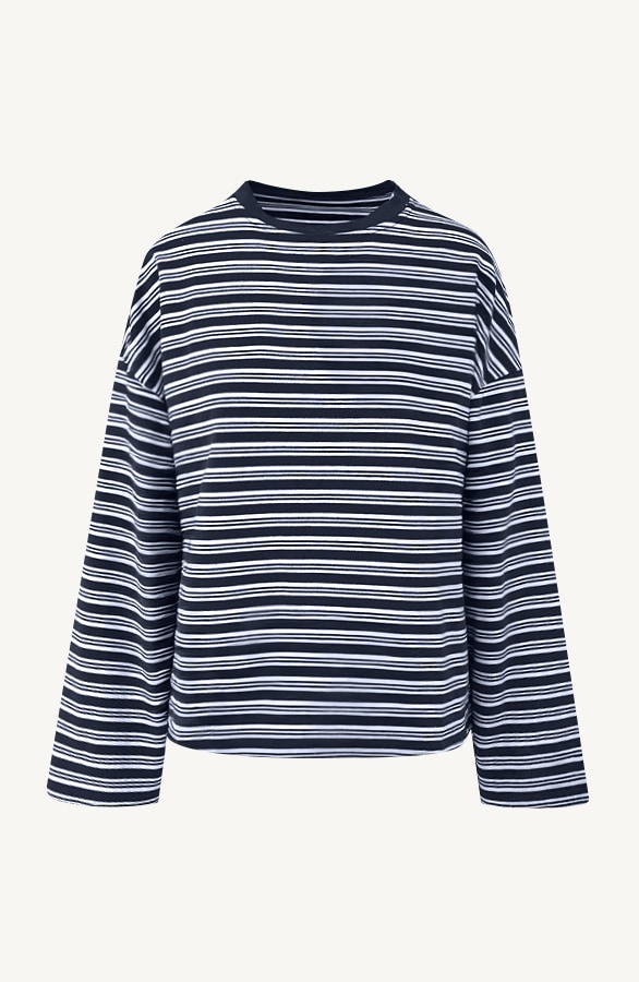 Oversized Streifen Top Baumwolle Double Marine, Tops, Foto 6