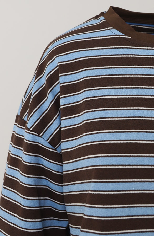 Oversized Streifen Top Baumwolle Tricolore Choco, Tops, Foto 4