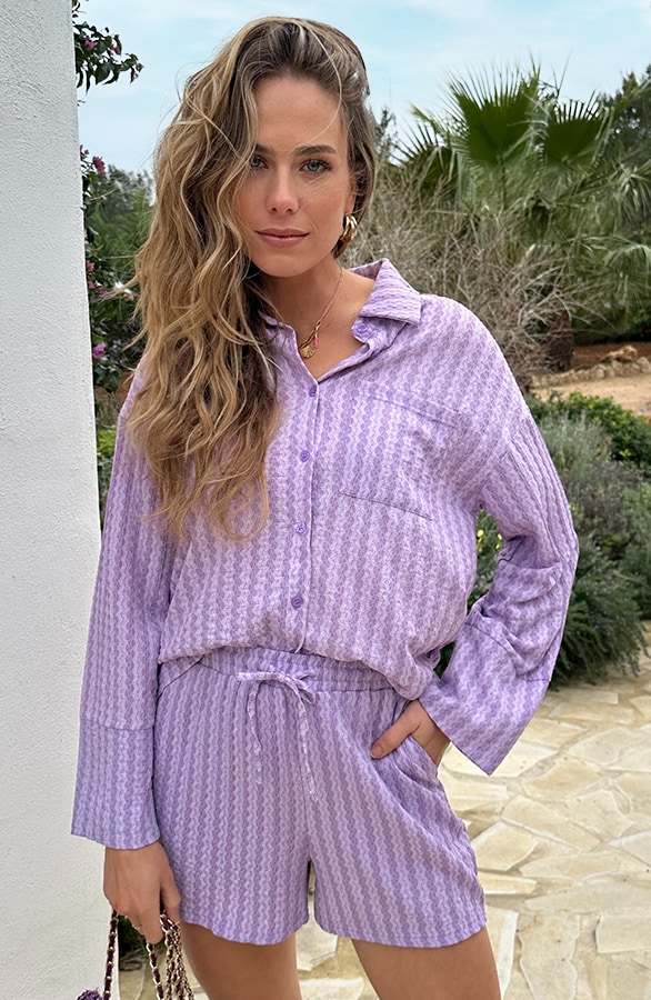 Oversized Detailed Blouse Lila – blouses, foto 3