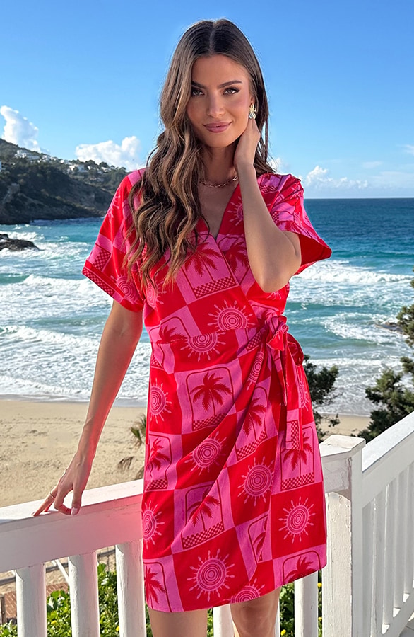 Premium Wrap Jurk Paradise Pink – jurken, foto 6