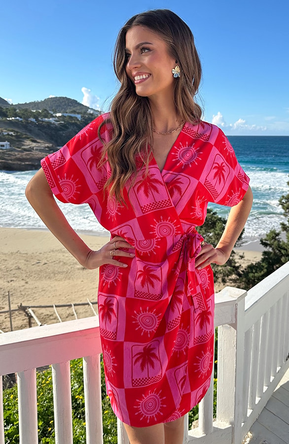 Premium Wrap Jurk Paradise Pink – jurken, foto 7