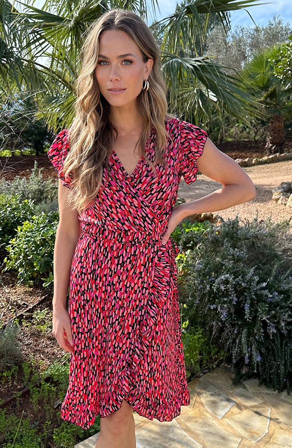 Print Jurk Midi Zwart Roze – jurken, foto 6