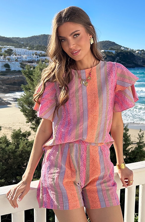 Ruffle Print Top Multicolor – tops, foto 3