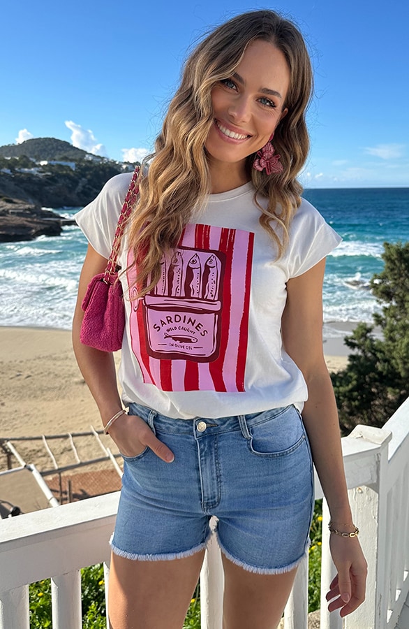 Sardines T-shirt Roze Rood – tops, foto 2