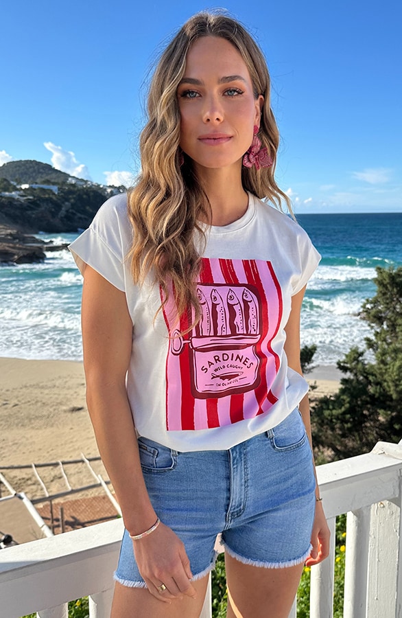 Sardines T-shirt Roze Rood – tops, foto 6